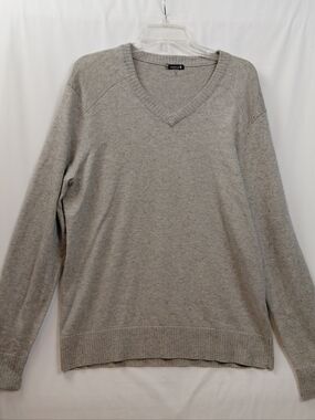Smartwool Merino Wool Silk Blend Men's V Neck Sweater Size Medium Gray Blue